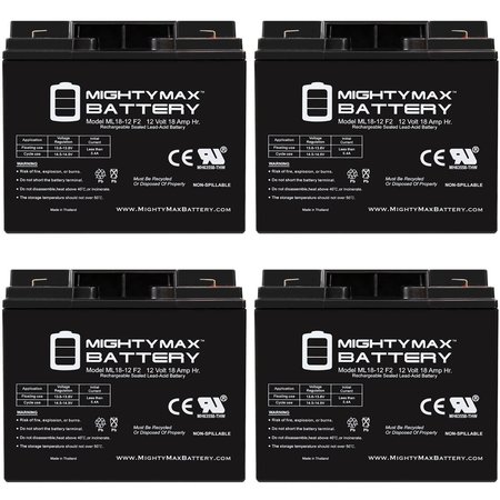 12V 18AH F2 Replacement Battery Compatible with JNCAIR JNC 660 - 4PK -  MIGHTY MAX BATTERY, MAX3986384